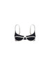 Black lycra Amira String balconette bikini top with white trims