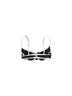 Black lycra Amira String balconette bikini top with white trims