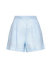 Shorts Amani in lino azzurro con ricami