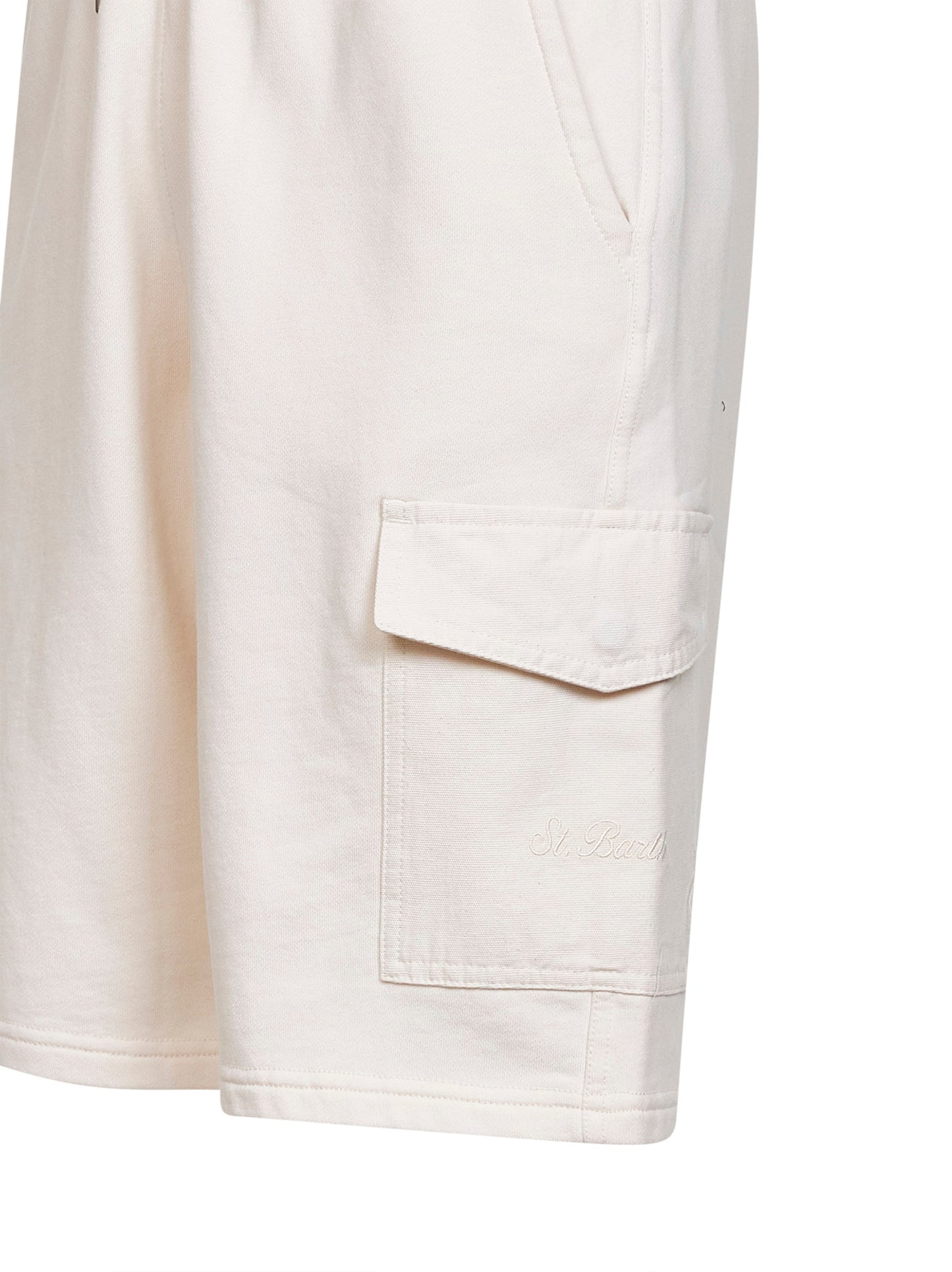 Bermuda cargo Argo in felpa di cotone crema