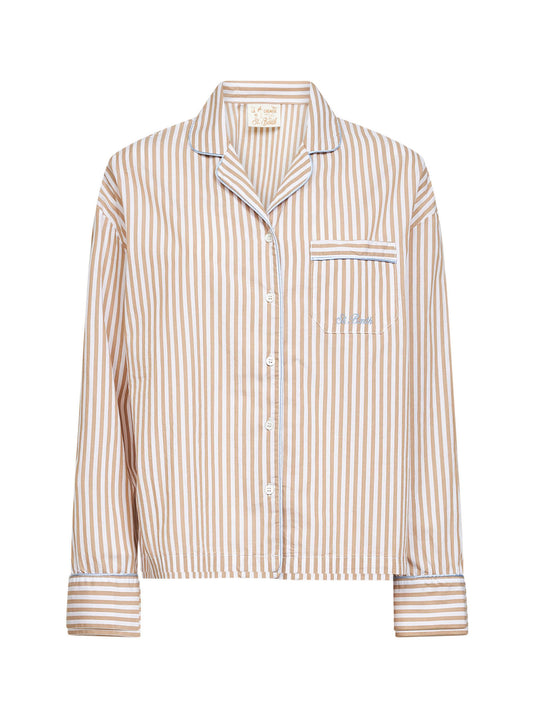 Camicia stile pigiama Astra in popeline a righe beige