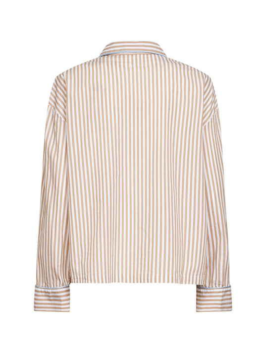 Camicia stile pigiama Astra in popeline a righe beige