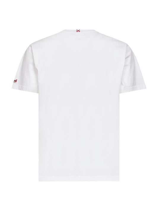 T-shirt Austin in cotone bianco con stampa orologio
