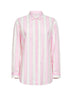 Camicia Brigitte in popeline a righe rosa e panna con ricamo
