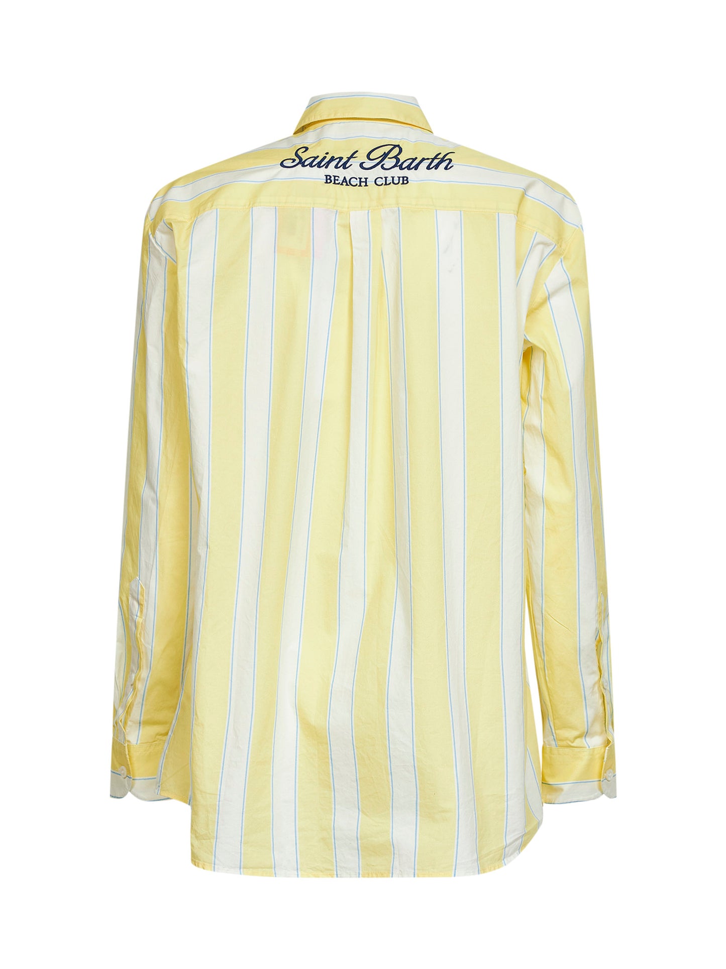 Camicia Brigitte in popeline a righe giallo e panna con ricamo