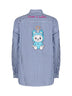 Camicia Brigitte in cotone a righe blu e bianco con ricamo e stampa