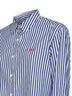 Camicia Brigitte in cotone a righe blu e bianco con ricamo e stampa