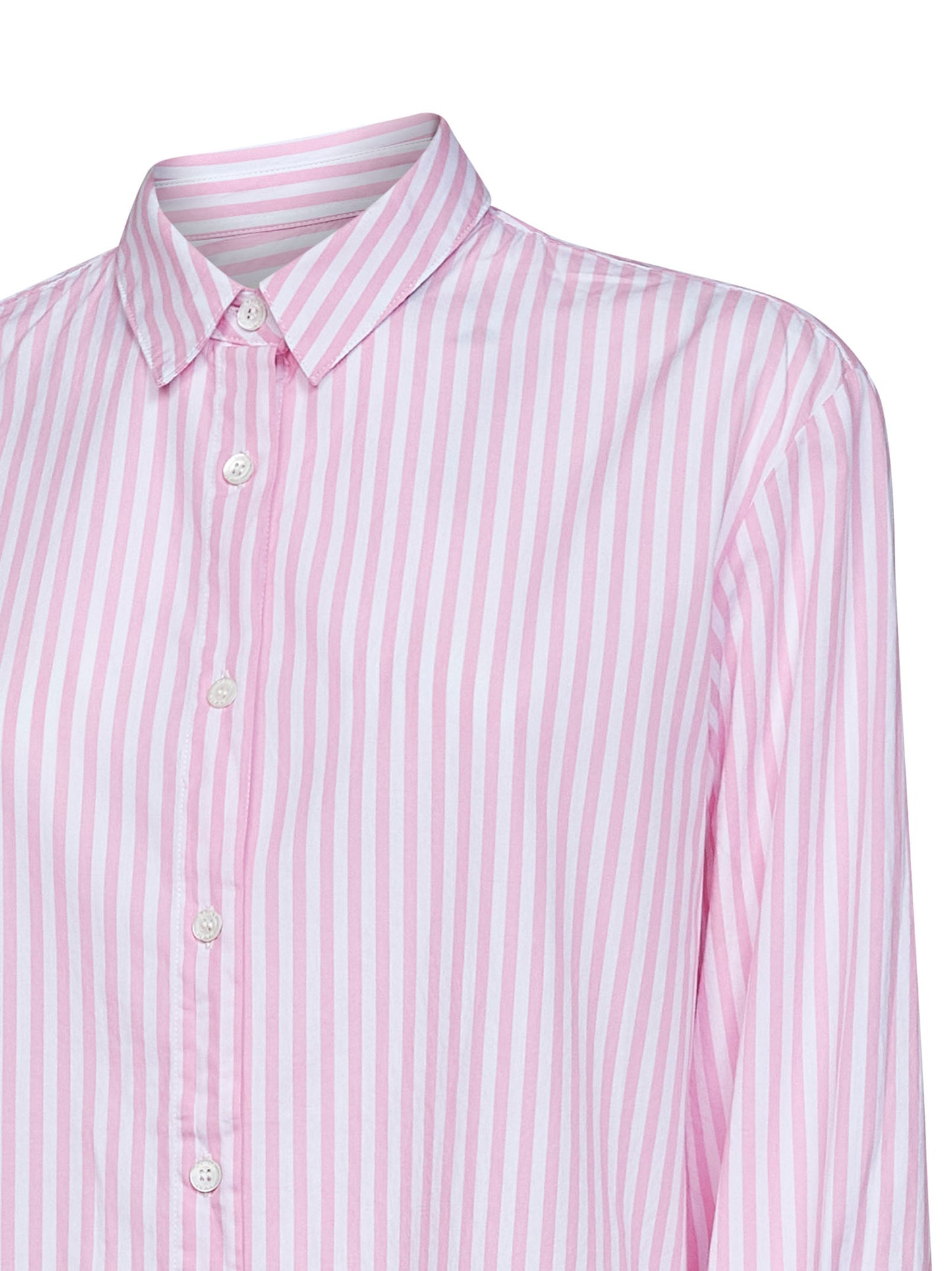Camicia Brigitte in cotone a righe rosa e bianco con ricamo e stampa - Special Edition