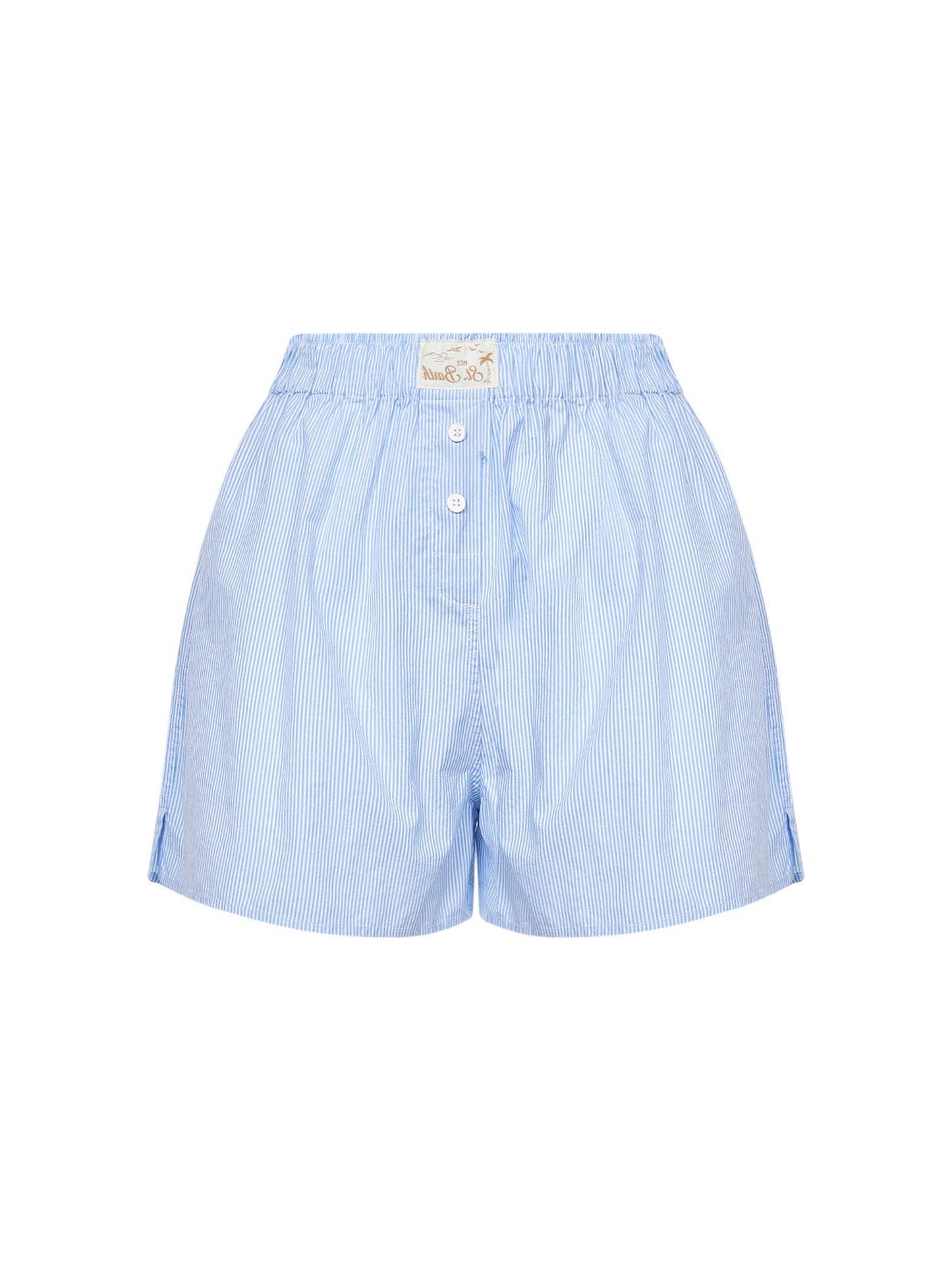 Shorts stile boxer Boxy in cotone a micro righe azzurro <BR/>