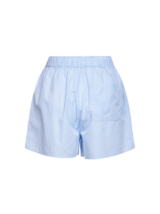 Shorts stile boxer Boxy in cotone a micro righe azzurro <BR/>
