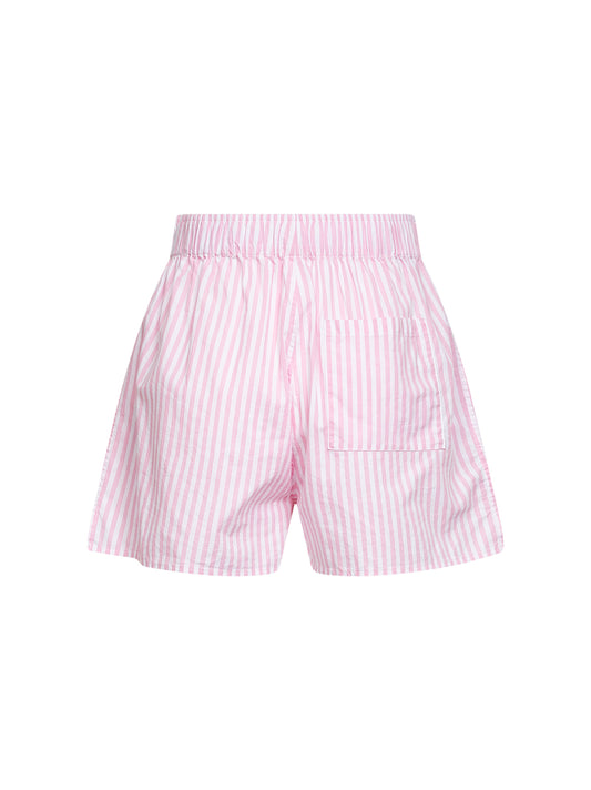 Shorts stile boxer Boxy in cotone a micro righe rosa<BR/>