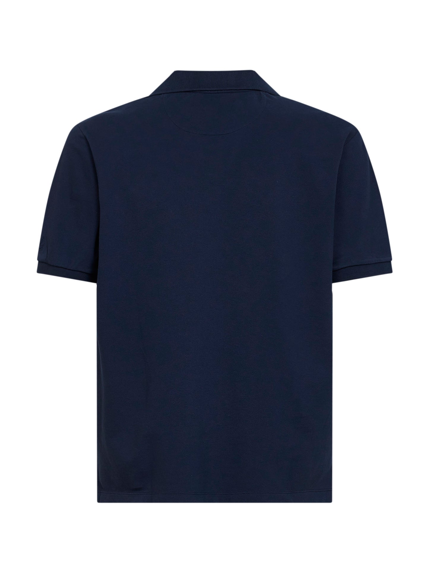 Navy blue stretch cotton piquet Charles buttonless polo shirt