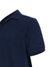 Navy blue stretch cotton piquet Charles buttonless polo shirt