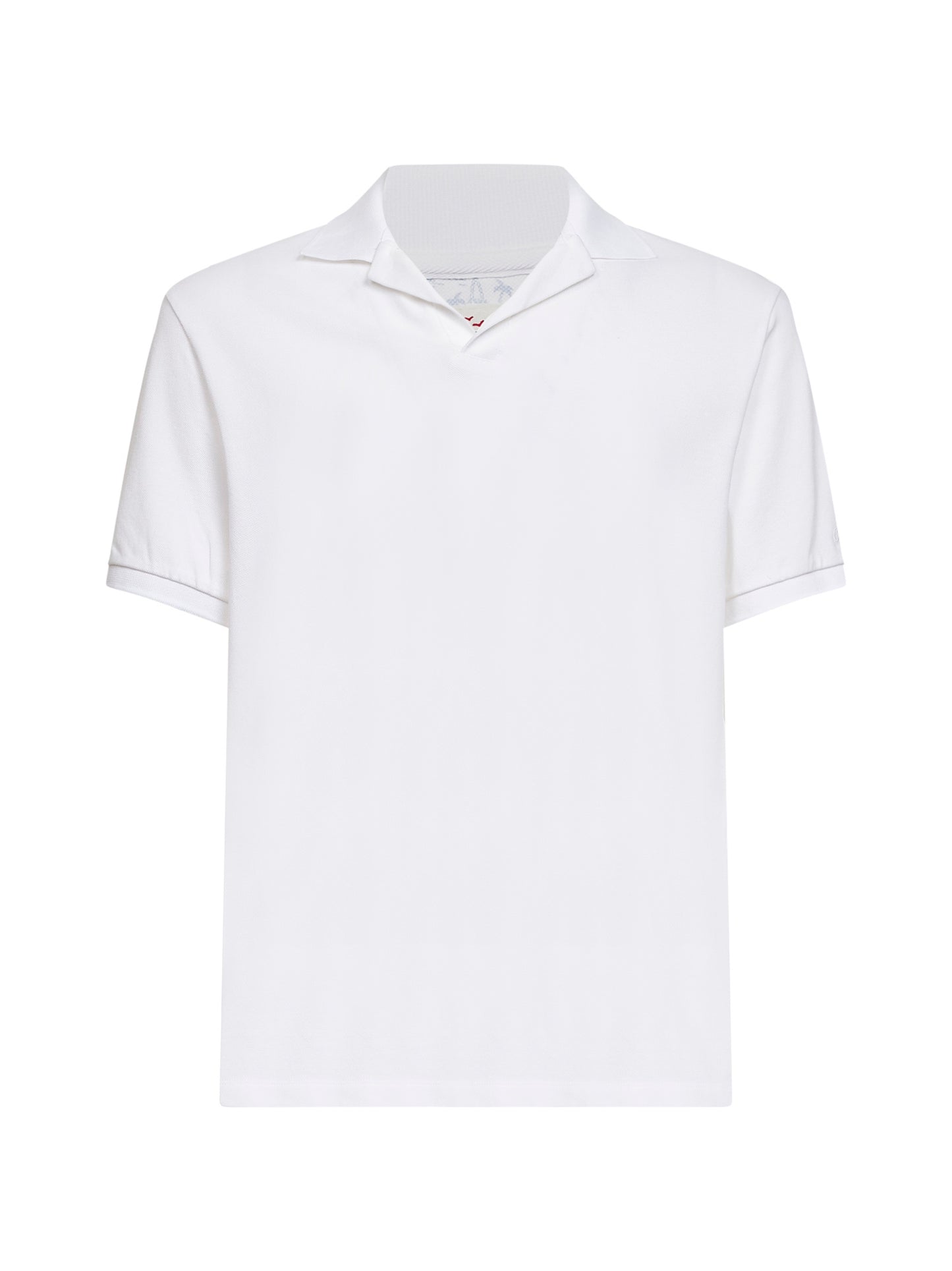 White stretch cotton piquet Charles buttonless polo shirt