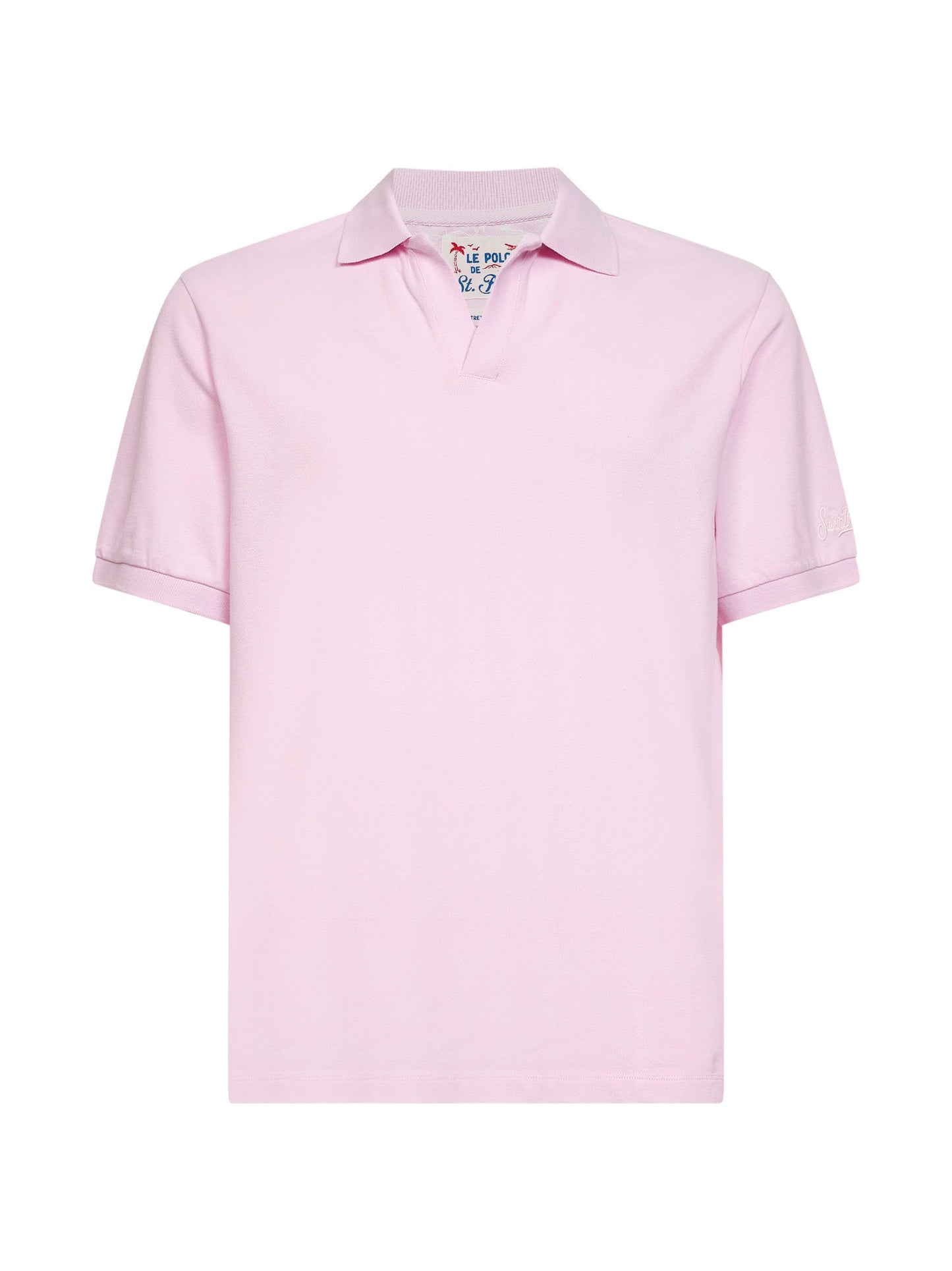 Polo senza bottoni Charles in piquet di cotone stretch rosa