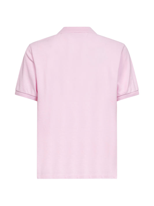Pink stretch cotton piquet Charles buttonless polo shirt
