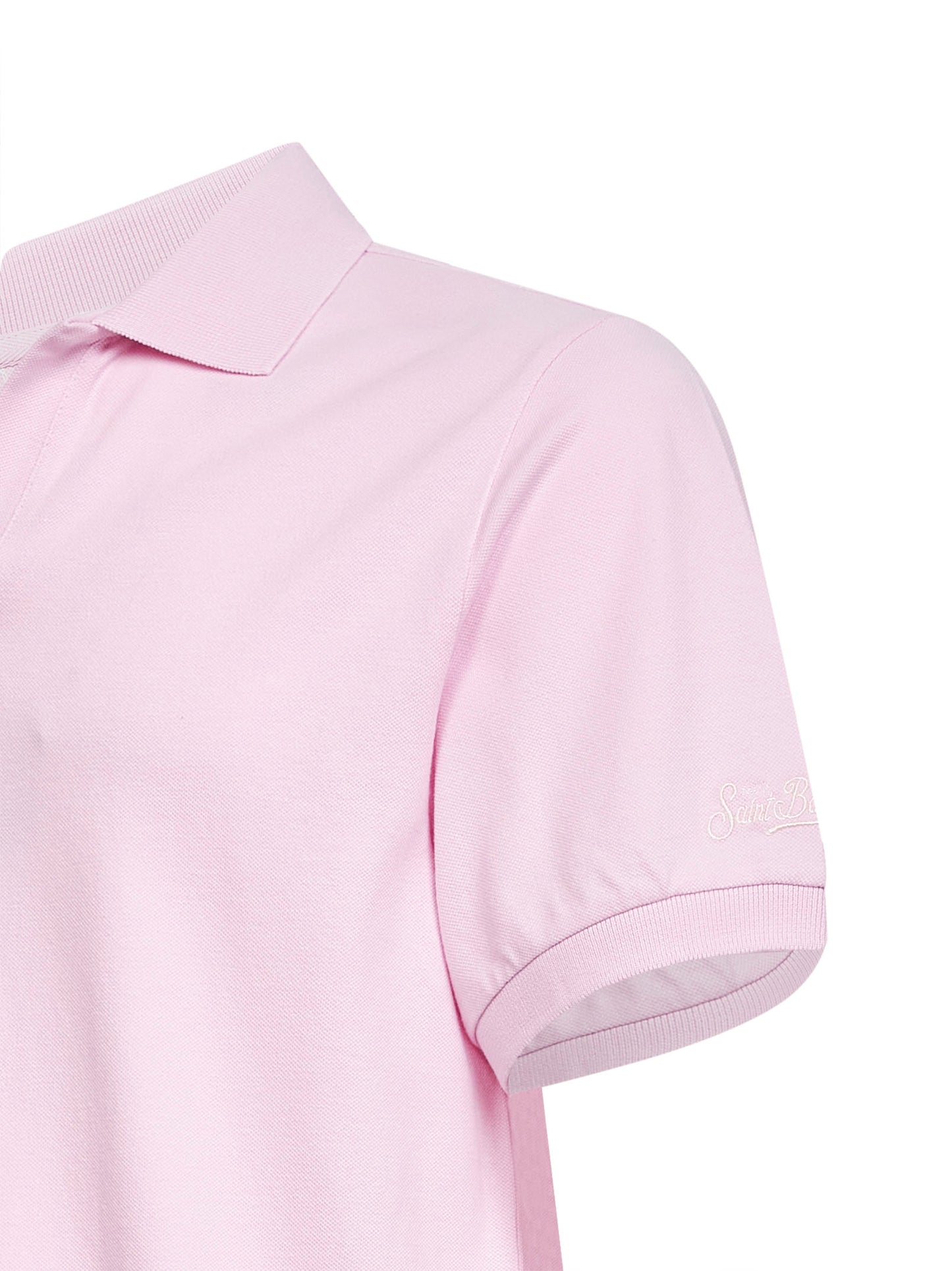 Polo senza bottoni Charles in piquet di cotone stretch rosa