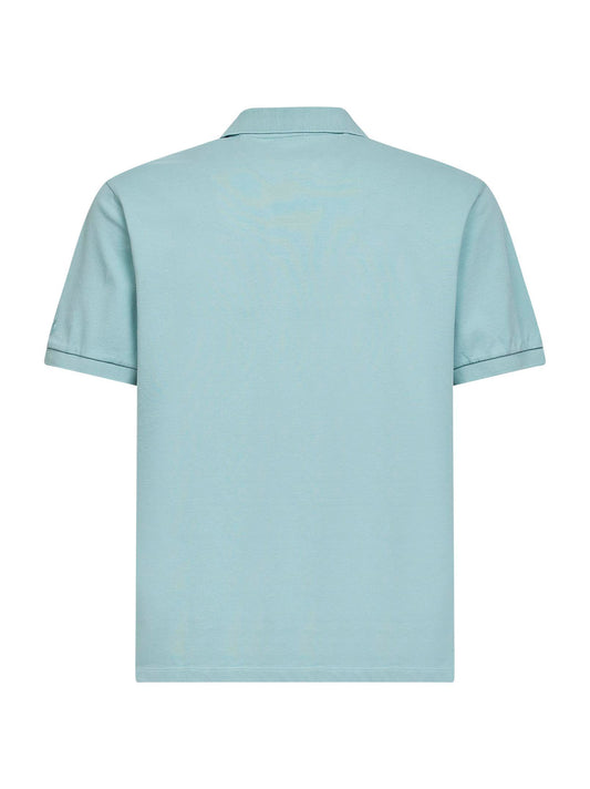 Polo senza bottoni Charles in piquet di cotone stretch verde salvia
