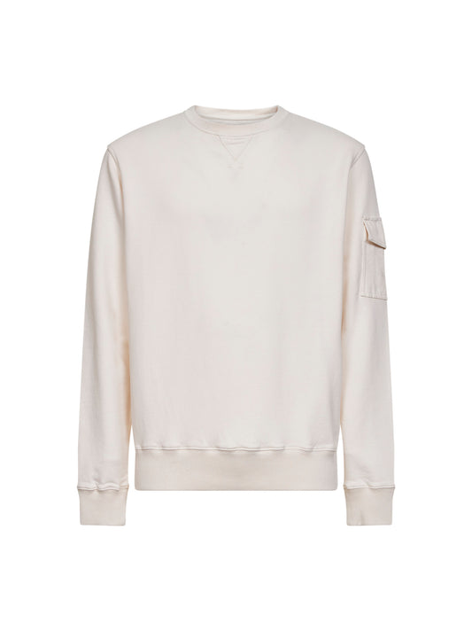 Felpa Chester in felpa di cotone crema con tasca applicata