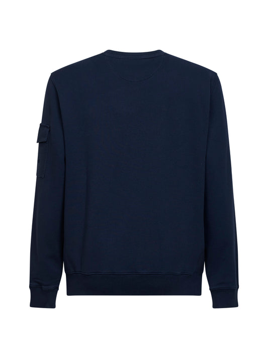 Felpa Chester in felpa di cotone blu navy con tasca applicata