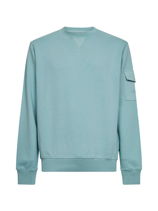 Felpa Chester in felpa di cotone verde salvia con tasca applicata