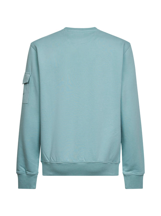 Felpa Chester in felpa di cotone verde salvia con tasca applicata