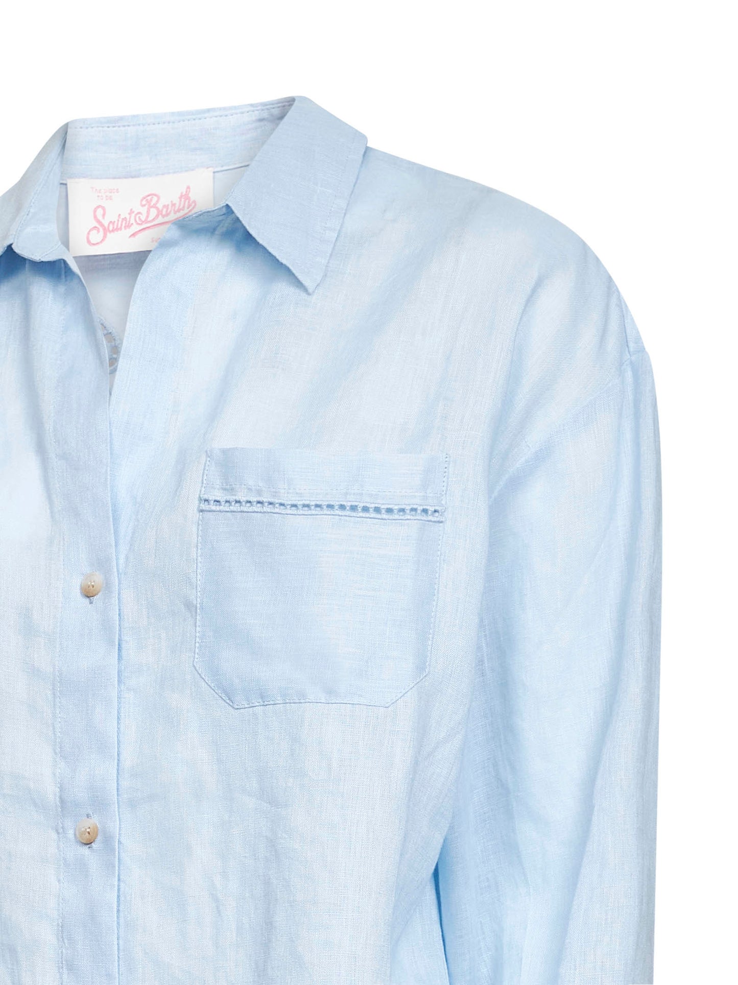Light blue linen embroidered Crystal shirt
