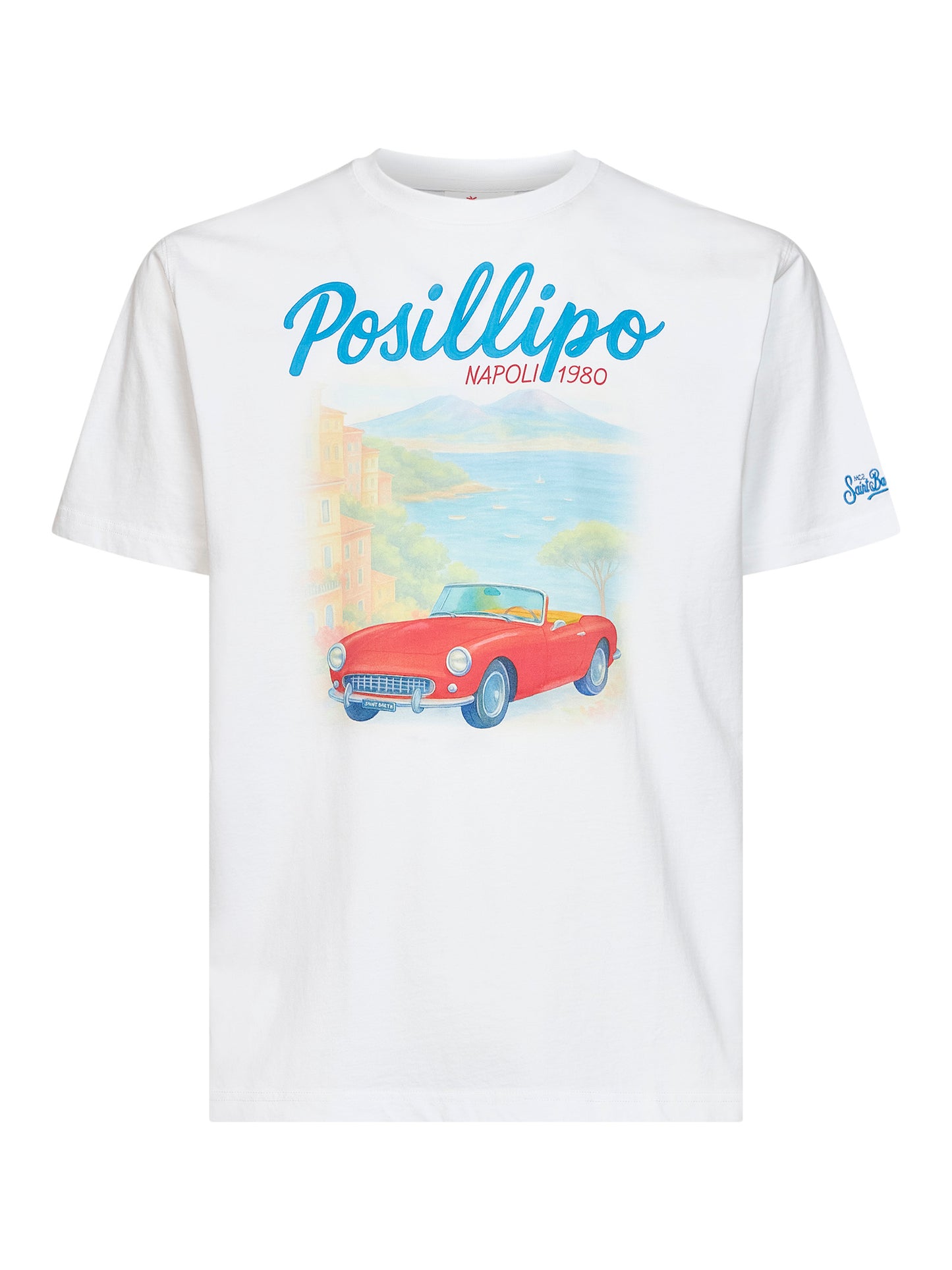 White cotton Napoli Posillipo-print Denver T-shirt