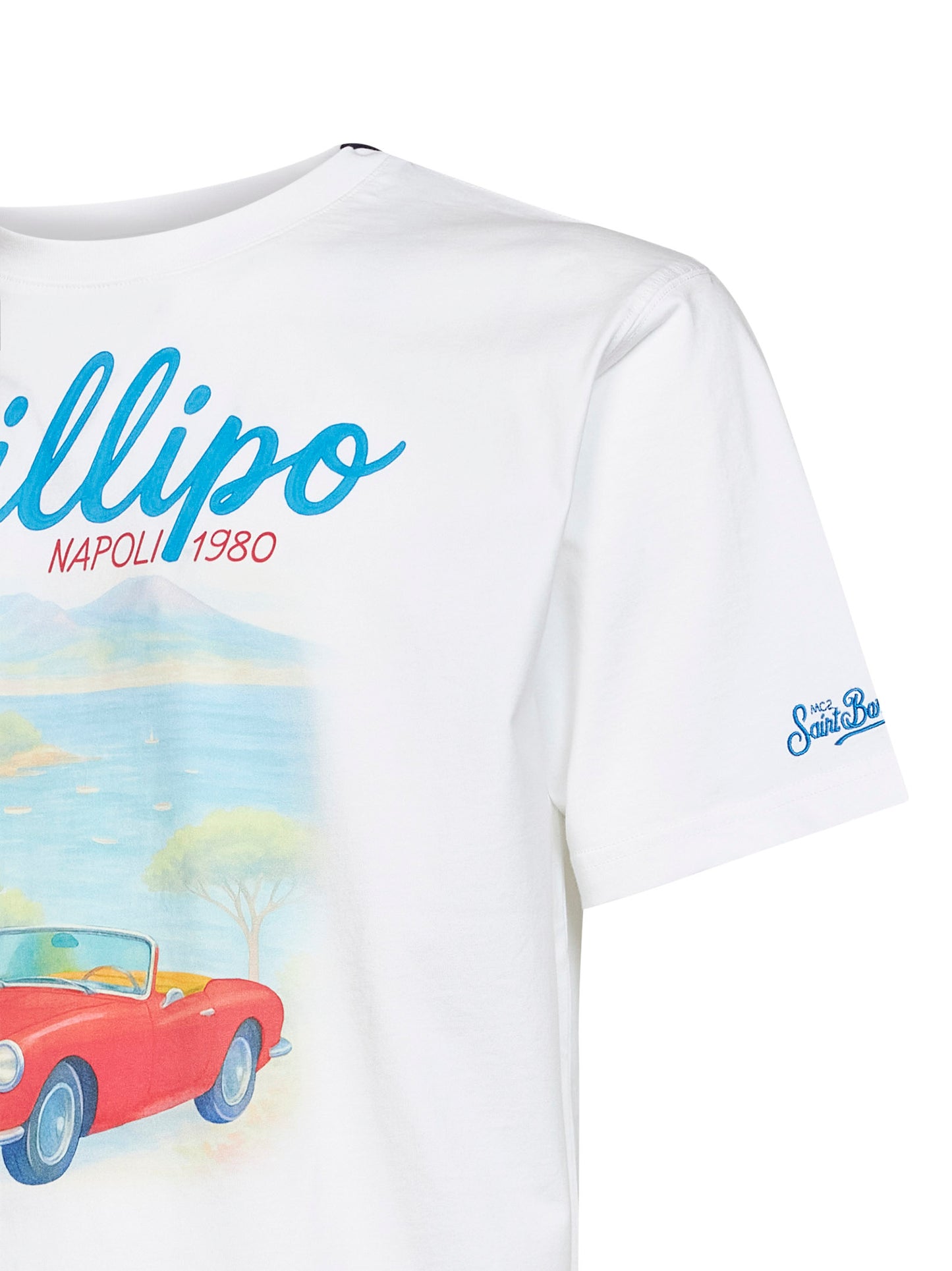 White cotton Napoli Posillipo-print Denver T-shirt