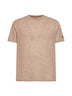 T-shirt Dover in misto lino a righe marrone e panna con ricamo logo