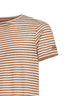 T-shirt Dover in misto lino a righe marrone e panna con ricamo logo
