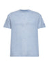 Light blue and cream striped linen blend logo embroidered Dover T-shirt