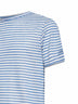 Light blue and cream striped linen blend logo embroidered Dover T-shirt