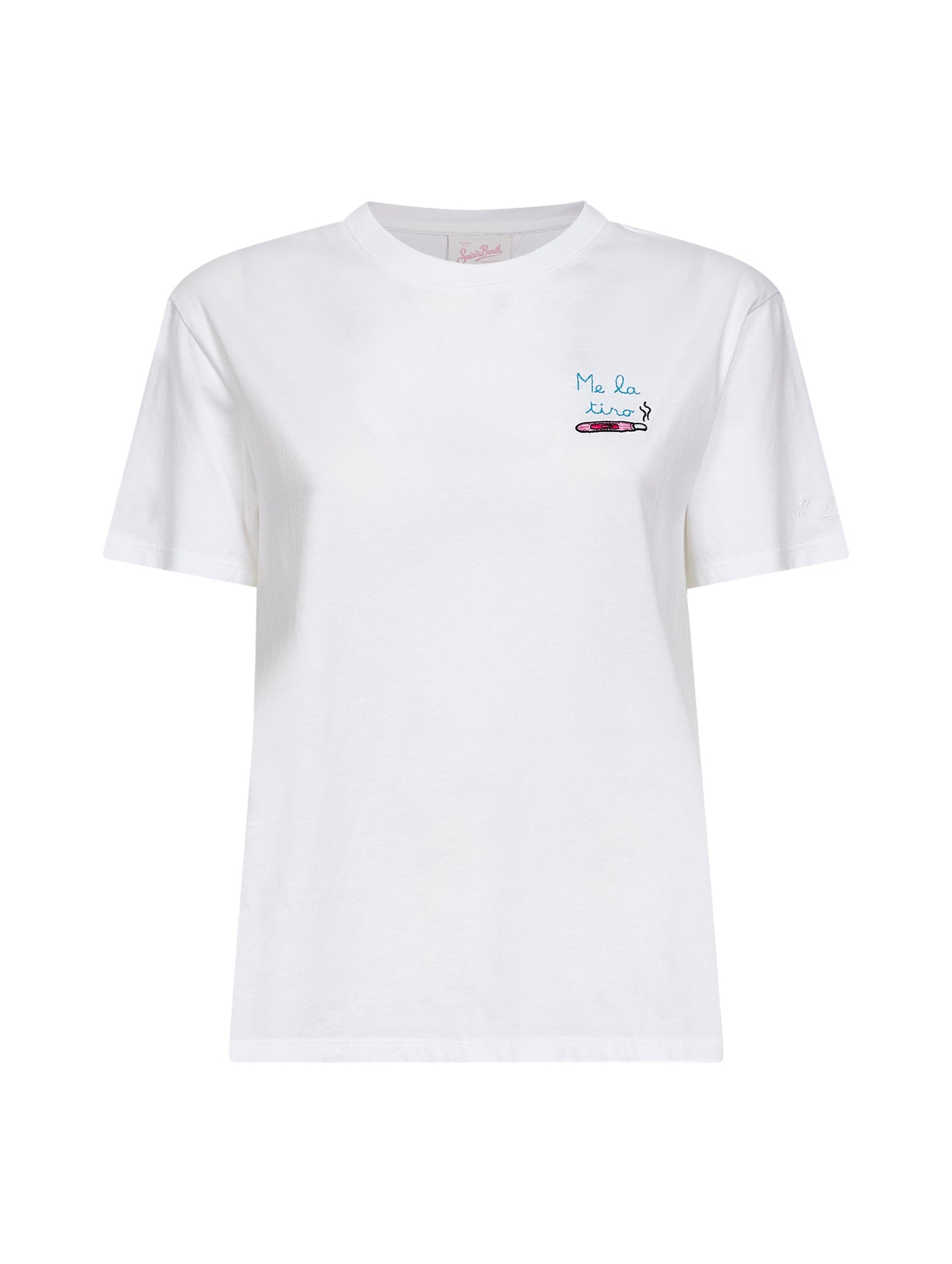 T-shirt ricamata Emilie in jersey di cotone bianco