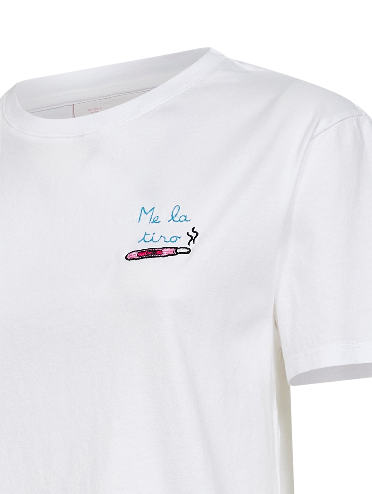 T-shirt ricamata Emilie in jersey di cotone bianco