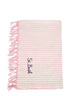 Pink and white striped cotton Fouta beach towel