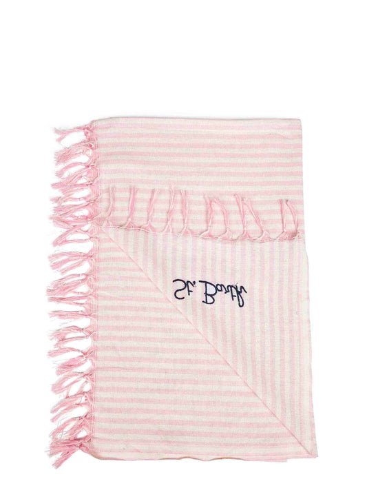 Telo mare Fouta in cotone a righe rosa e bianco