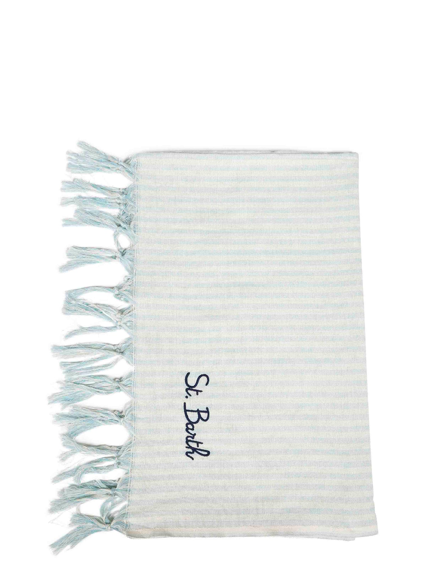 Telo mare Fouta in cotone a righe azzurro e bianco