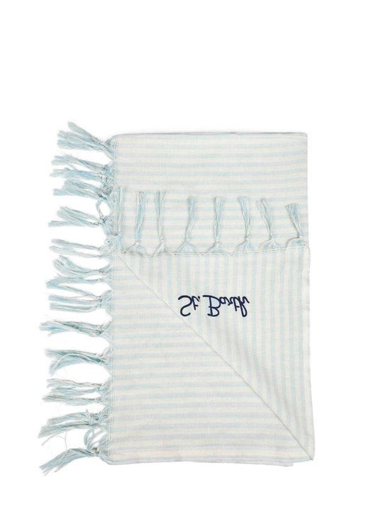 Telo mare Fouta in cotone a righe azzurro e bianco