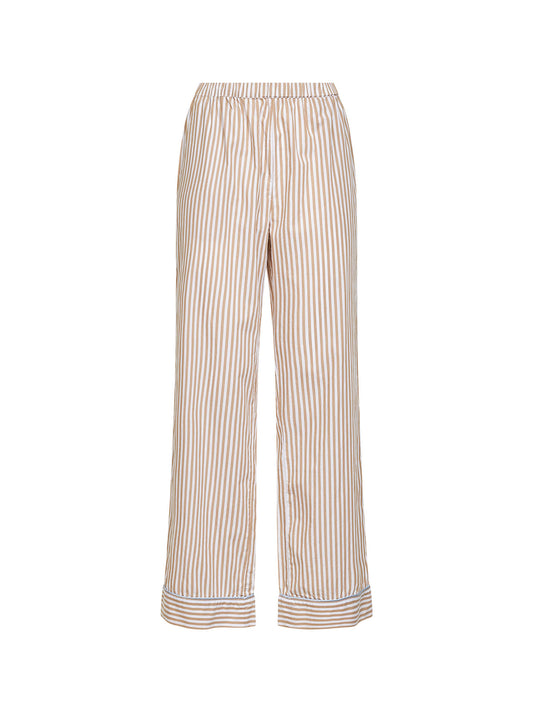 Beige striped poplin Galassia pajama-style trousers