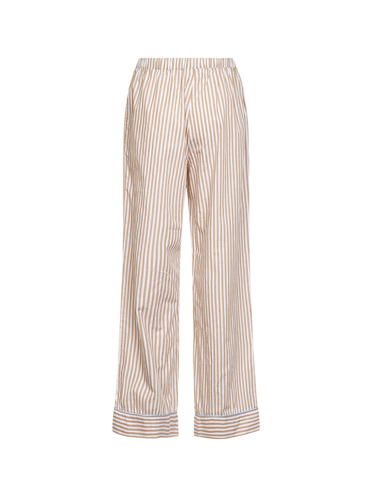 Beige striped poplin Galassia pajama-style trousers