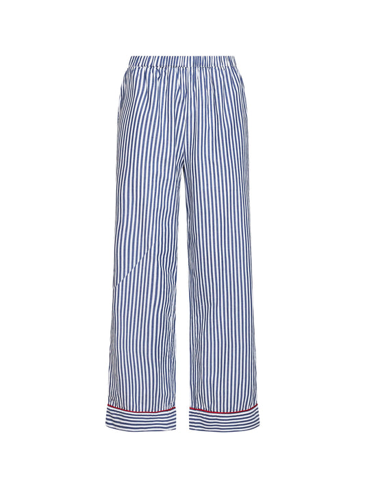 Blue striped poplin Galassia pajama-style trousers
