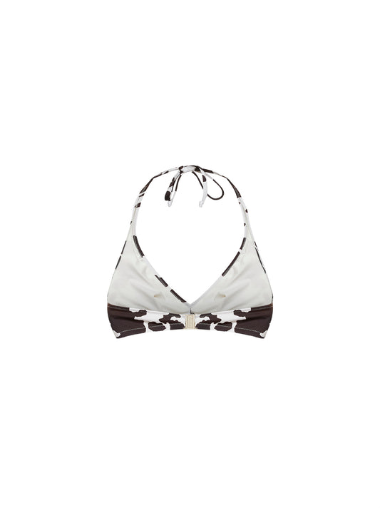 Cow-print lycra Gaia triangle bikini top