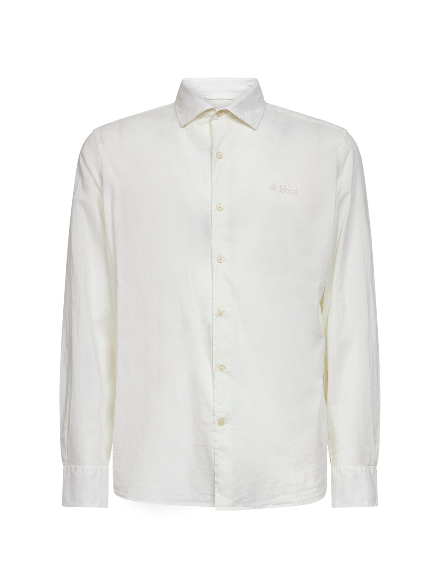 Camicia Chemise in cotone voile crema con ricamo logo