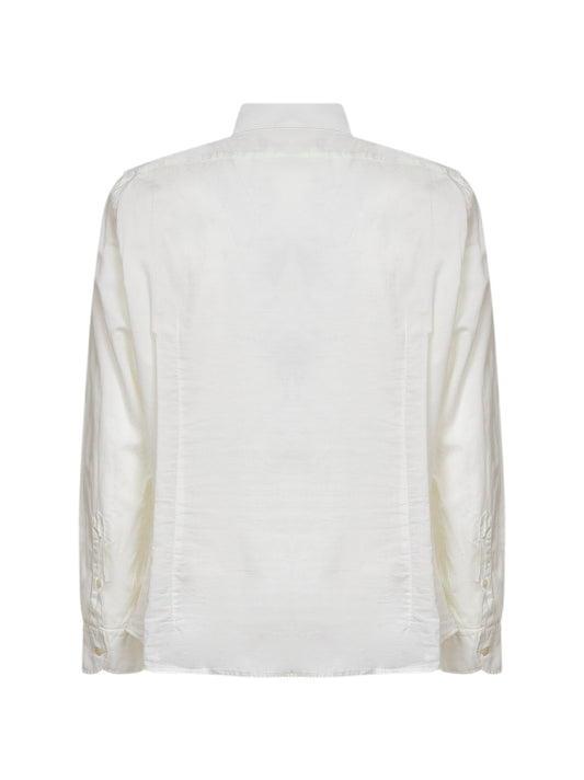 Cream voile cotton logo embroidered Chemise shirt