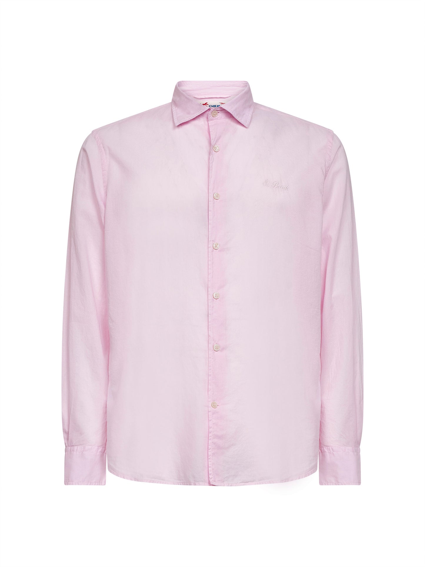 Camicia Chemise in cotone rosa con ricamo logo