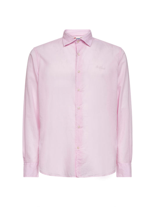 Pink voile cotton logo embroidered Chemise shirt