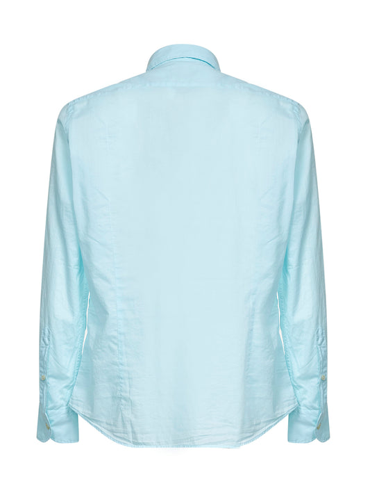 Water green voile cotton logo embroidered Chemise shirt