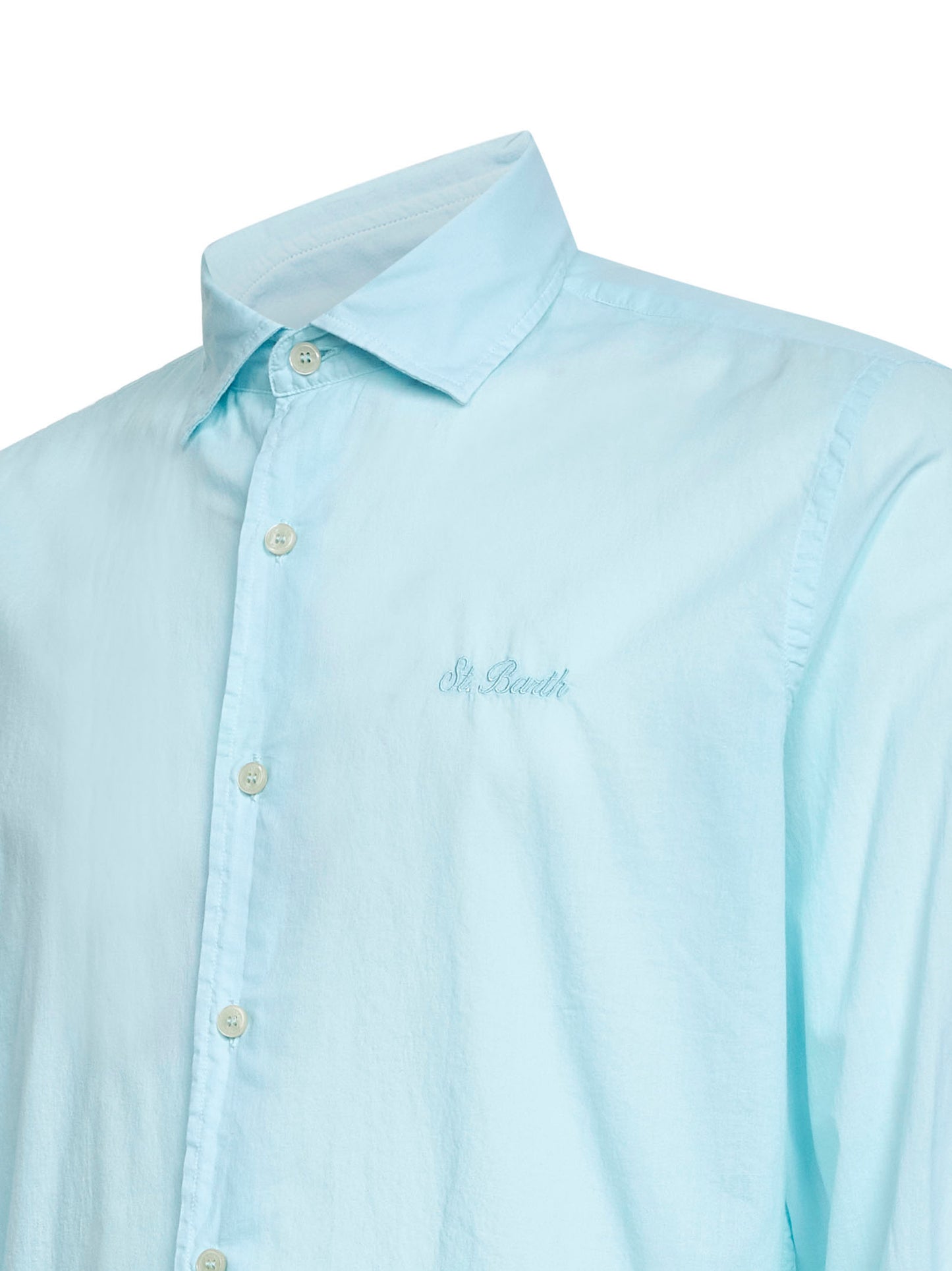 Camicia Chemise in cotone voile verde acqua con ricamo logo