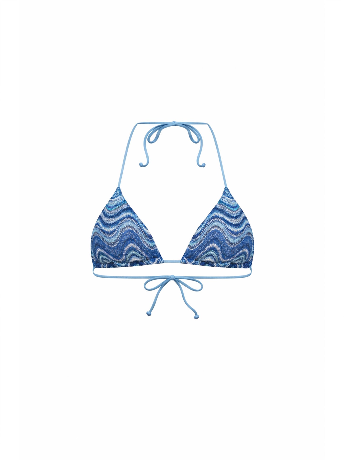 Light blue wave rachel knit Leah triangle bikini top